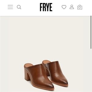 FRYE Brown Leather Pointed-Toe Mule Heels